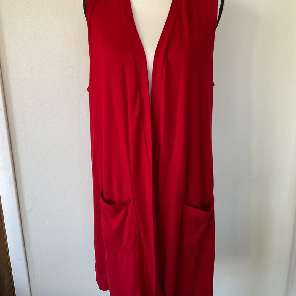 Tickled Teal Long Red Vest Xl View 2